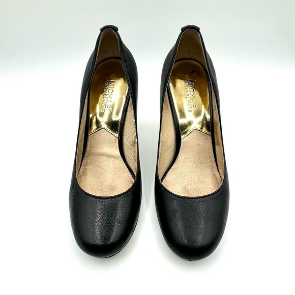 MICHEAL KORS BLACK LEATHER HEELS WOMAN SIZE 7 - Picture 5 of 13